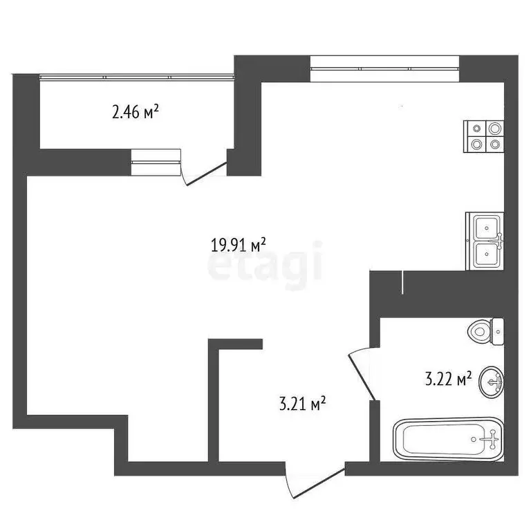 Квартира-студия: Тюмень, улица Пожарных и Спасателей, 8 (28.8 м) - Фото 0