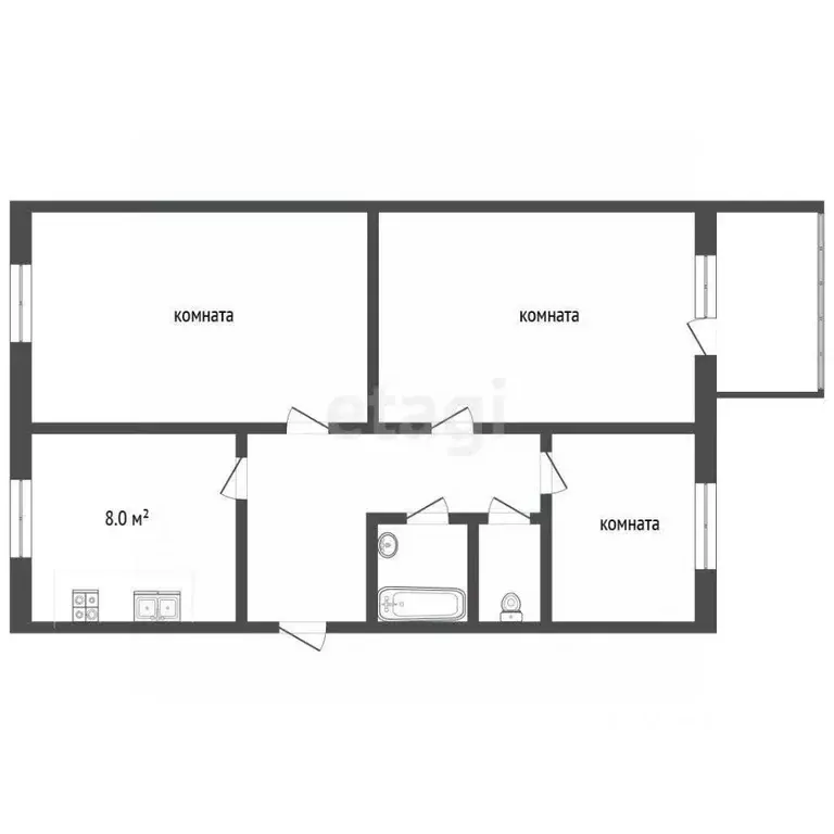 3-к кв. Архангельская область, Коряжма Архангельская ул., 29А (59.7 м) - Фото 2