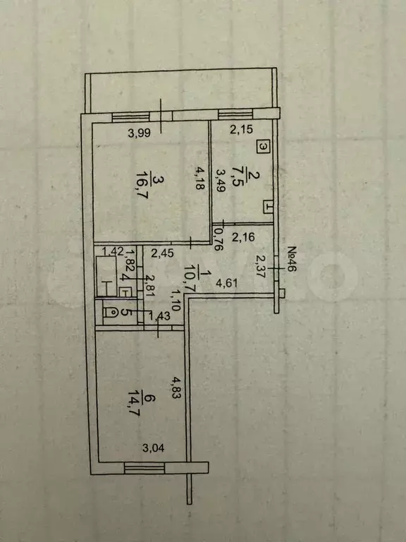 2-к. квартира, 54 м, 1/5 эт. - Фото 0