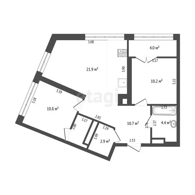 2-комнатная квартира: Тюмень, Профсоюзная улица, 6к1 (63.6 м) - Фото 1