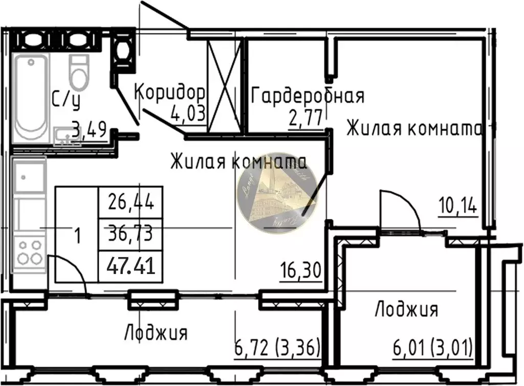 1-комнатная квартира: Санкт-Петербург, Алтайская улица, 39 (47.41 м) - Фото 0