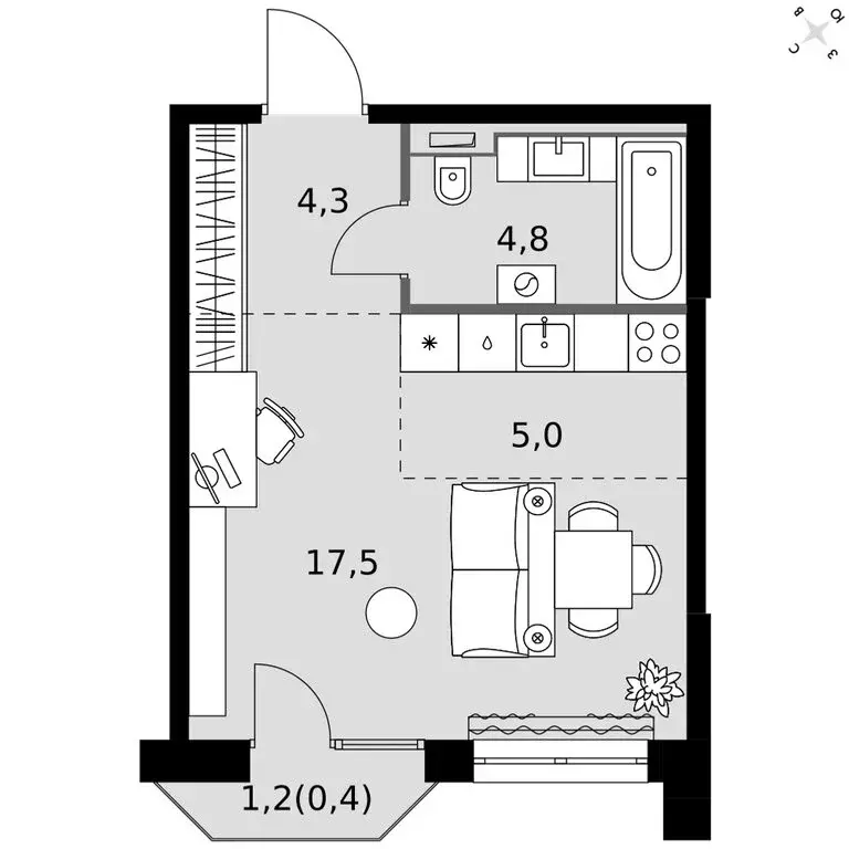 Квартира-студия: Казань, Даурская улица, 2А (31.9 м) - Фото 2