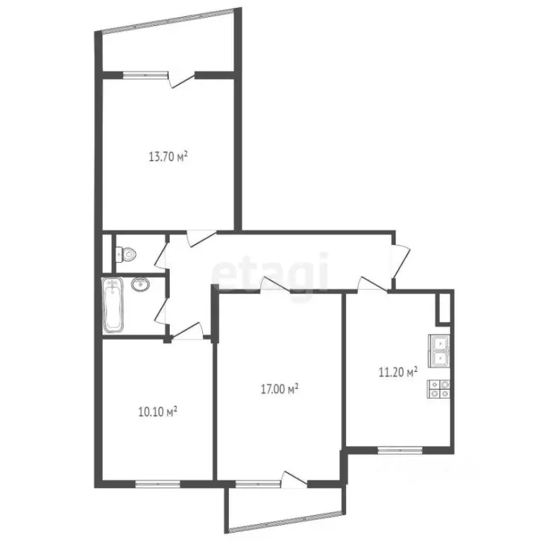 3-к кв. Челябинская область, Озерский городской округ, пос. Метлино ... - Фото 2