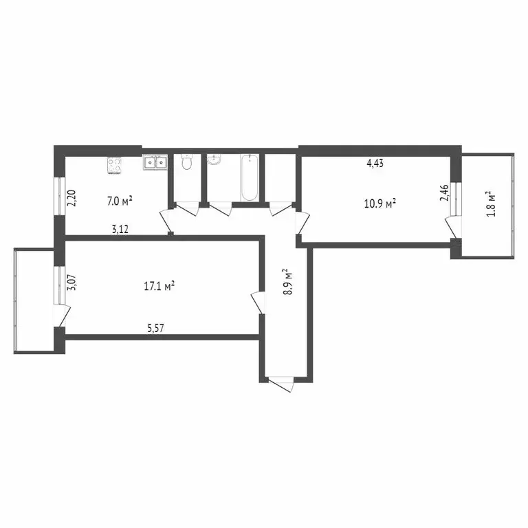 2-комнатная квартира: Омск, Волочаевская улица, 17 (49 м) - Фото 1