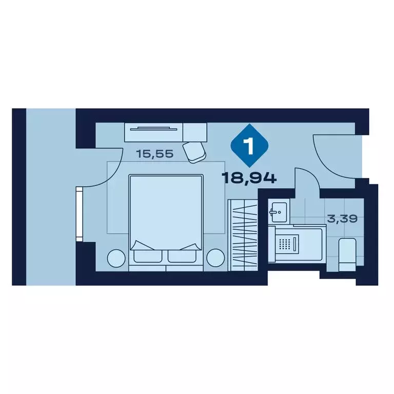 1-комнатная квартира: Челябинская область, Миасс (18.94 м) - Фото 1
