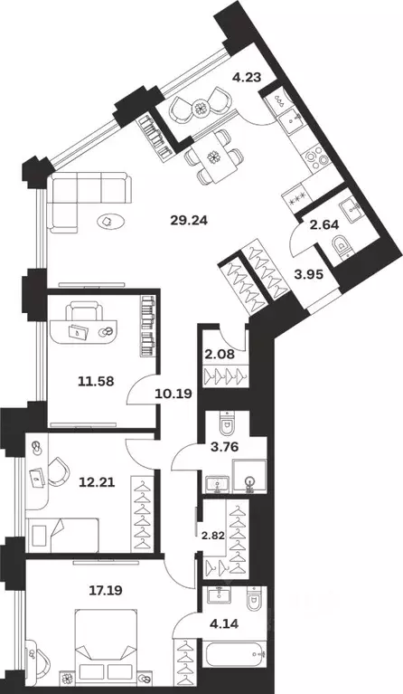 3-к кв. Тульская область, Тула ул. Болотникова, 4 (104.03 м) - Фото 1