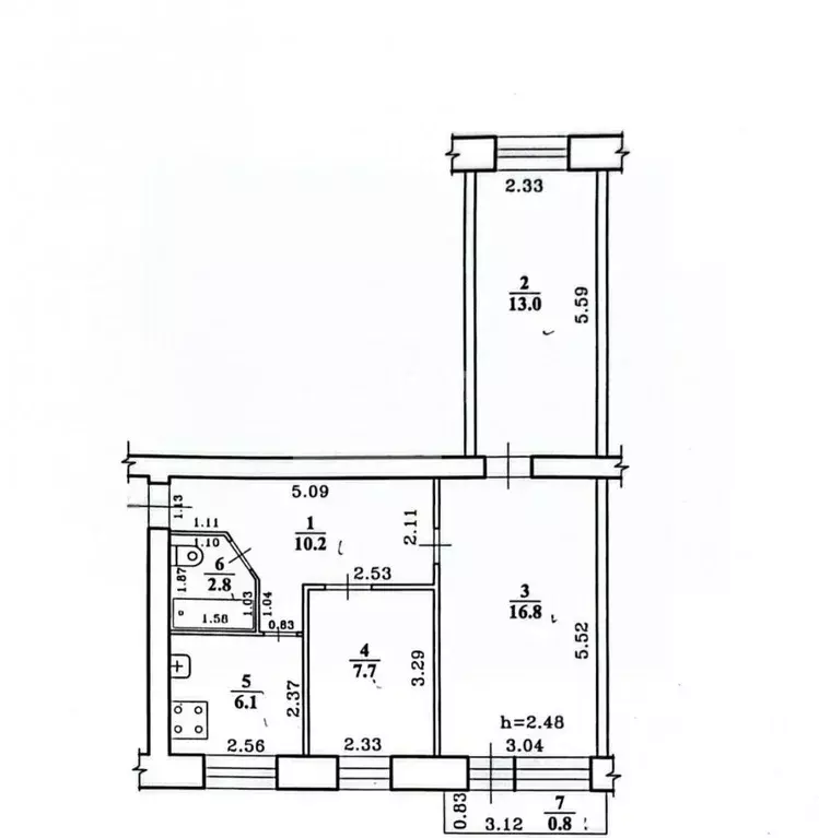 3-к кв. Забайкальский край, Чита ул. Строителей, 80 (57.4 м) - Фото 1