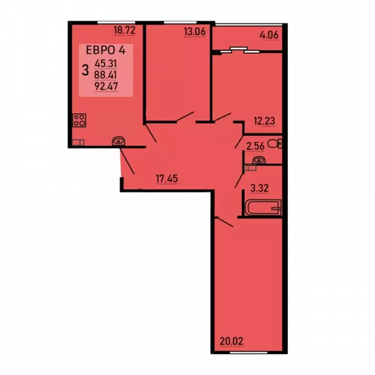 3-комнатная квартира: Липецк, Студёновская улица, 23Б (92.47 м) - Фото 1