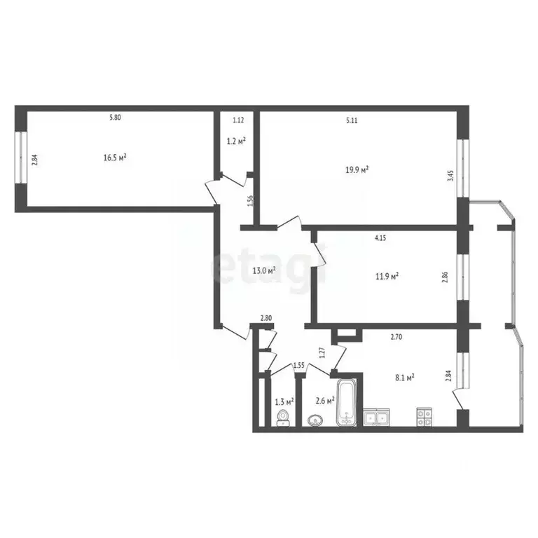 3-к кв. Саха (Якутия), Якутск Сергеляхское ш., 1 (75.0 м) - Фото 2