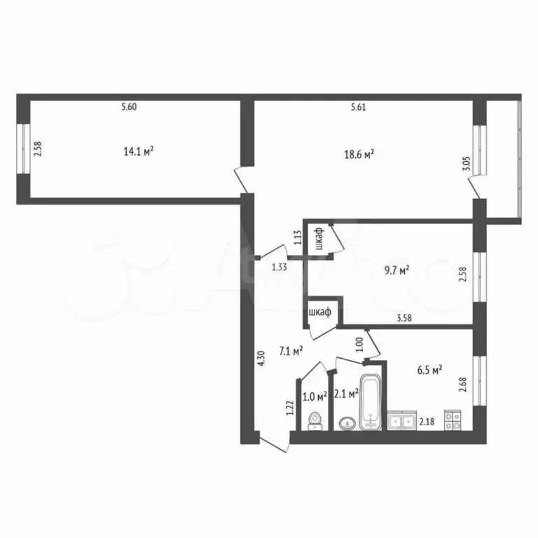 3-к. квартира, 60 м, 3/5 эт. - Фото 0