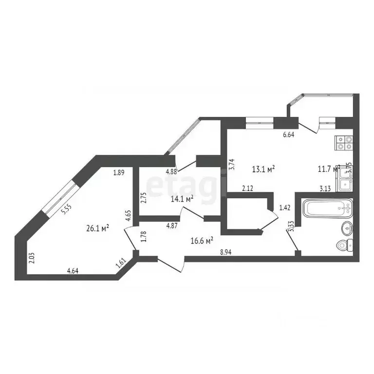 3-к кв. Коми, Сыктывкар ул. Орджоникидзе, 33/45 (94.9 м) - Фото 1