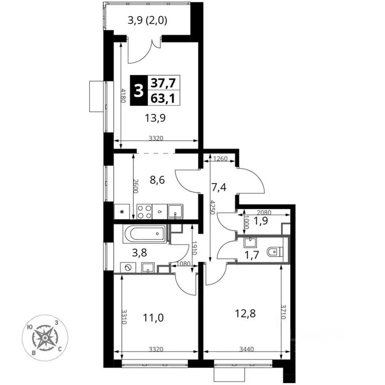 3-к кв. Московская область, Ленинский городской округ, пос. Битца ... - Фото 1