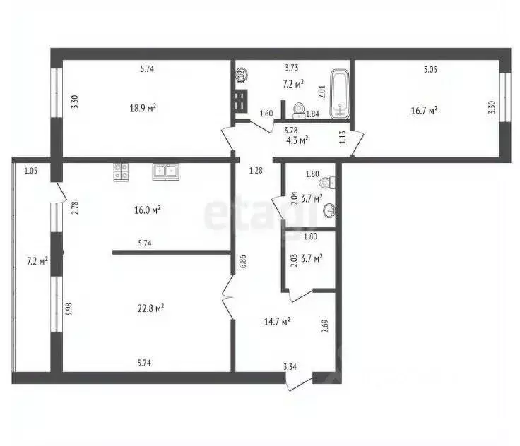 3-к кв. Забайкальский край, Чита ул. Матвеева, 33 (108.0 м) - Фото 2