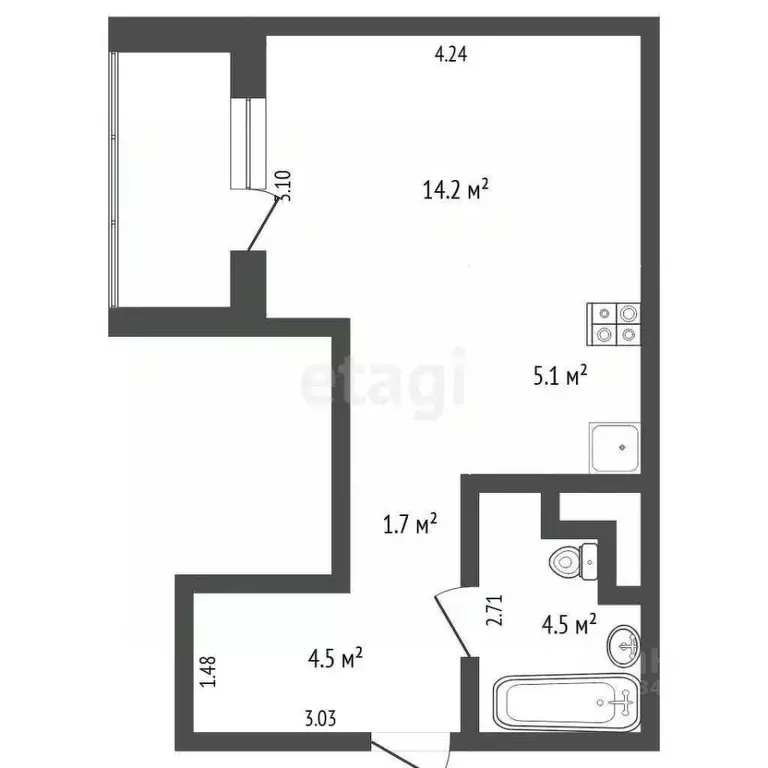 Студия Тюменская область, Тюменский район, с. Ембаево ул. Бульварная, ... - Фото 2