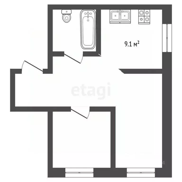 1-к кв. Кемеровская область, Ленинск-Кузнецкий Кузбасская ул., 108/3 ... - Фото 2