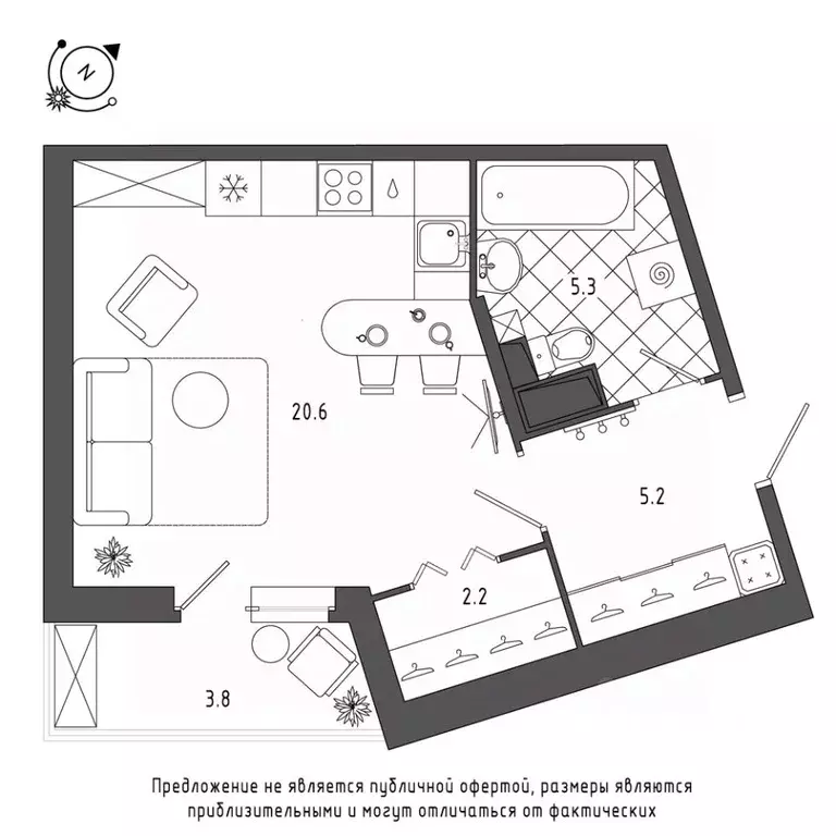 Студия Санкт-Петербург Черниговская ул., 13к2 (35.9 м) - Фото 0