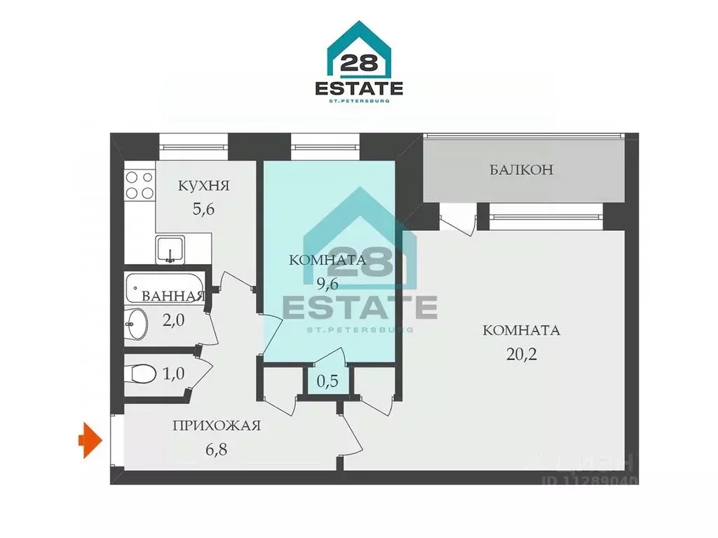 Комната Санкт-Петербург просп. Космонавтов, 52К1 (9.6 м) - Фото 2