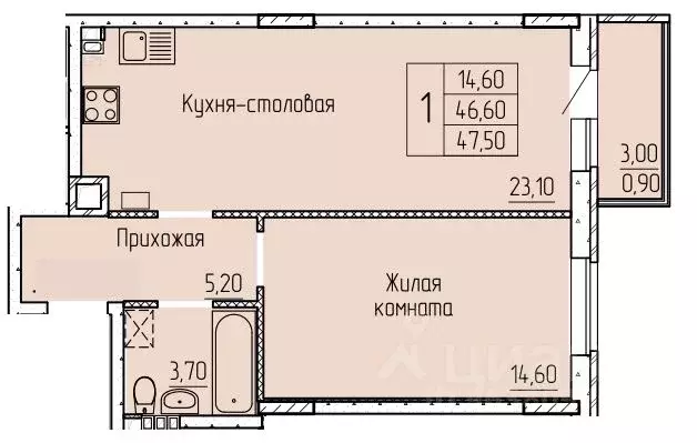 1-к кв. Ростовская область, Батайск ул. Макаровского, 4к1 (47.8 м) - Фото 0