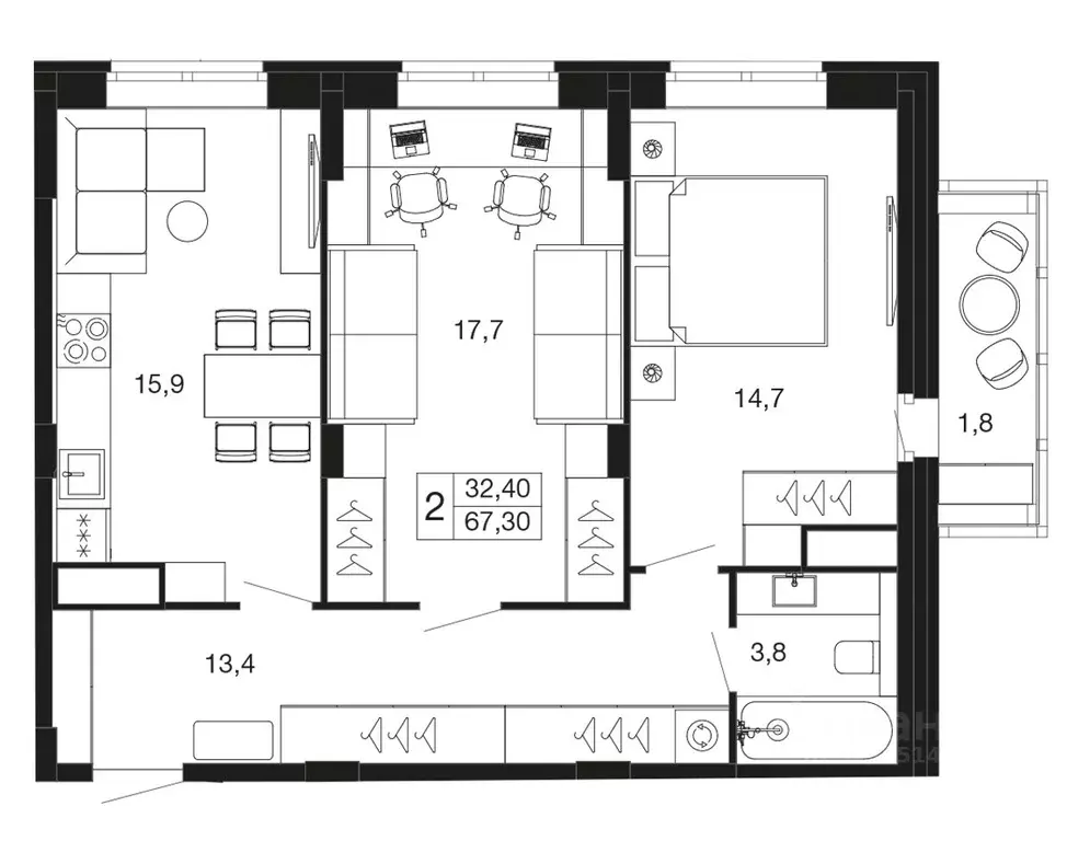2-к кв. Московская область, Апрелевка Наро-Фоминский городской округ, ... - Фото 1