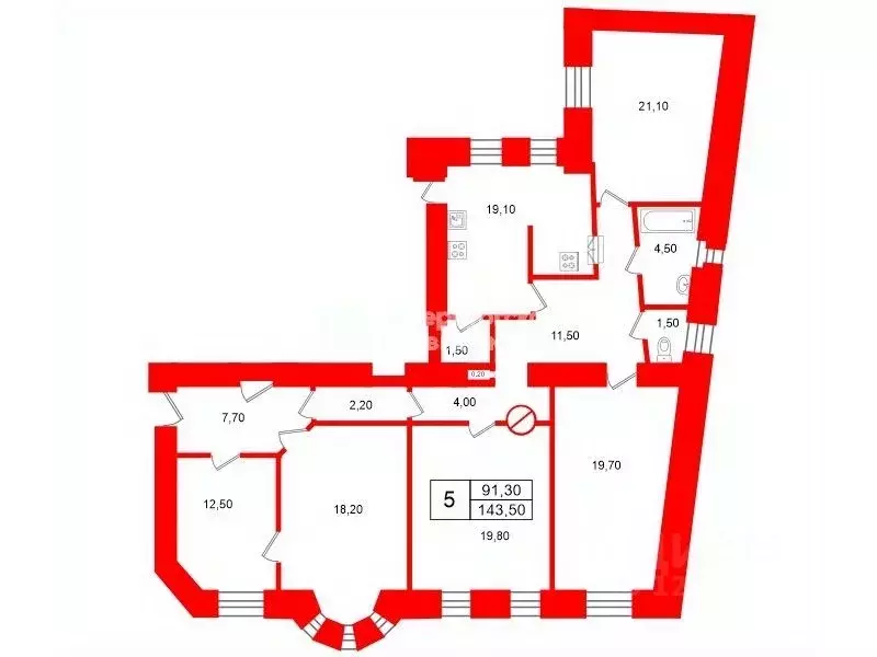 5-к кв. Санкт-Петербург ул. Пестеля, 7 (143.5 м) - Фото 2