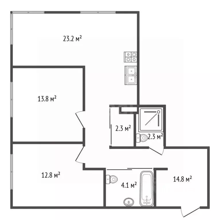 2-к кв. Санкт-Петербург Петровский просп., 9к2 (75.6 м) - Фото 2