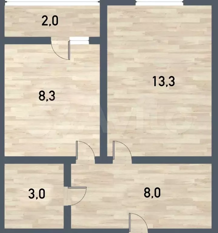 1-к. квартира, 32,4 м, 2/3 эт. - Фото 0