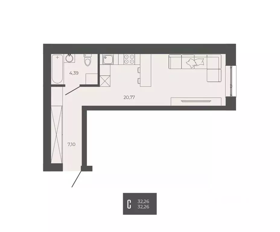 Студия Пензенская область, Пенза ул. Тепличная, 55 (32.26 м) - Фото 1