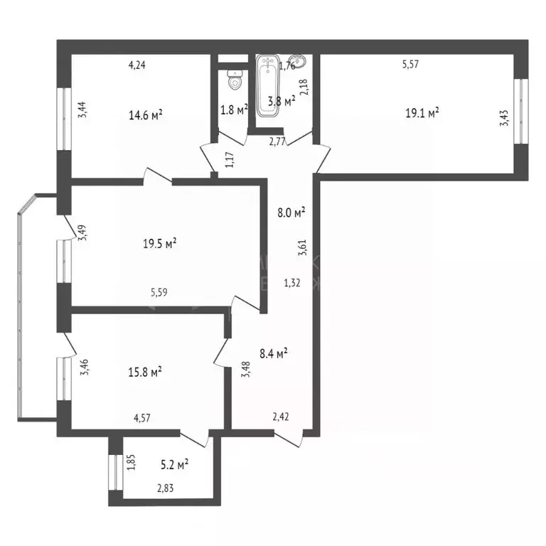 3-к кв. Тюменская область, Тюмень ул. Пермякова, 69к2 (96.3 м) - Фото 1