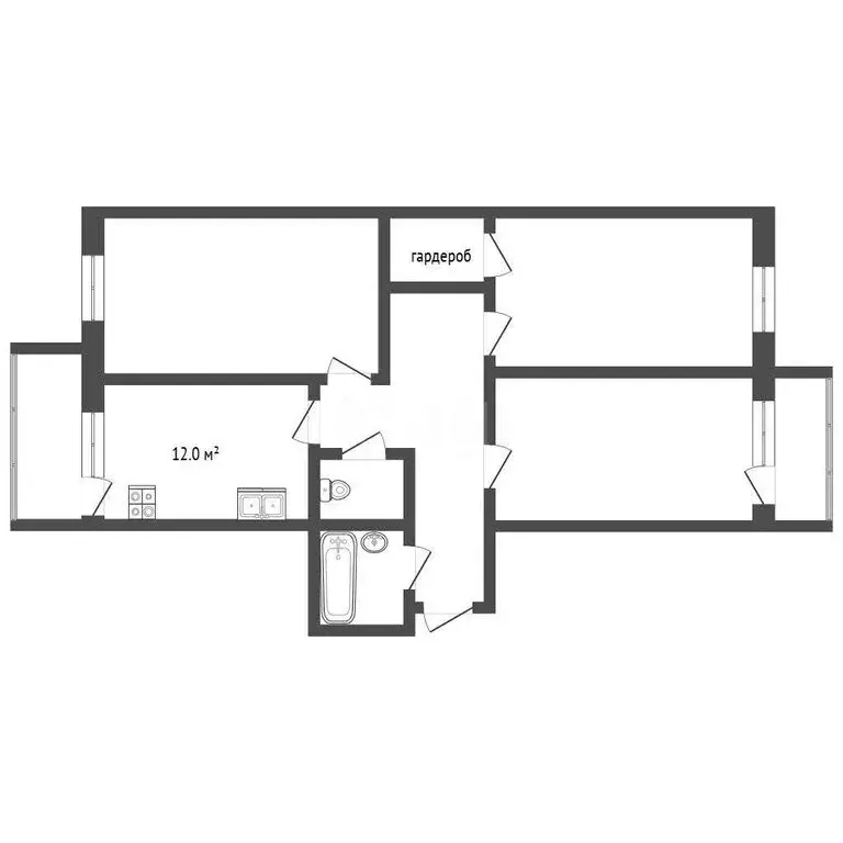 3-комнатная квартира: Севастополь, Казачья улица, 60к8 (81.4 м) - Фото 1