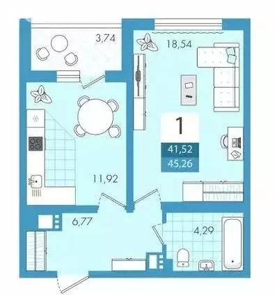 1-комнатная квартира: Саратов, улица имени Академика Н.Н. Семёнова, 17 ... - Фото 1