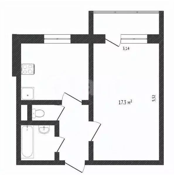 1-к кв. Белгородская область, Белгород Молодежная ул., 14 (33.9 м) - Фото 2