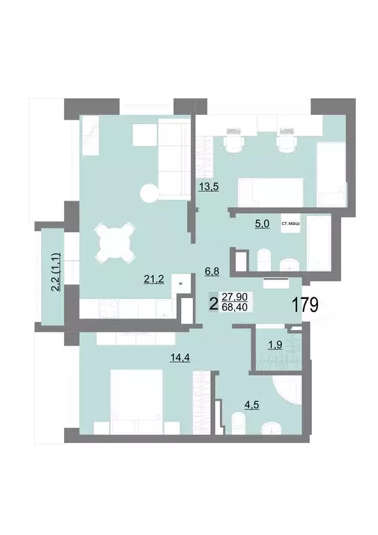 2-комнатная квартира: Екатеринбург, Посадская улица, 26 (68.4 м) - Фото 1