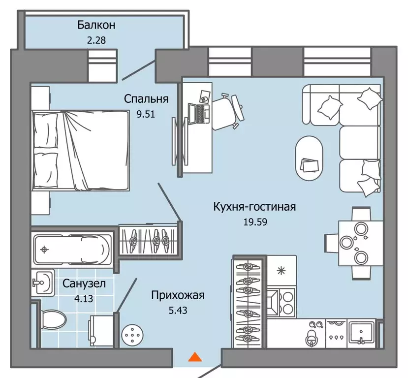 1-к кв. Пермский край, Пермь ул. Дзержинского, 35А (39.0 м) - Фото 2