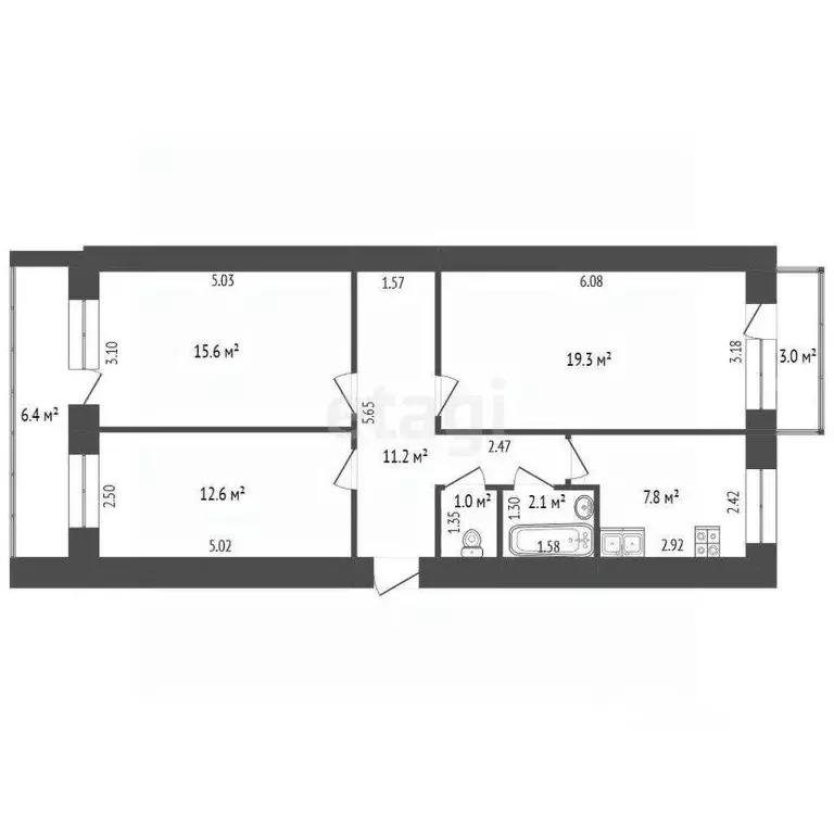 3-к кв. Самарская область, Самара Ново-Садовая ул., 25 (69.6 м) - Фото 2