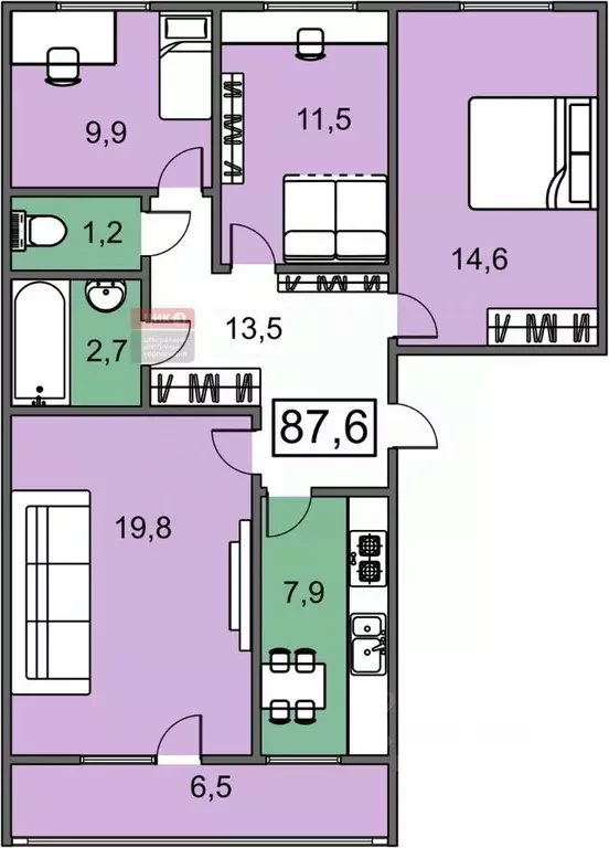 4-к кв. Рязанская область, Рыбное Большая ул., 10 (81.0 м) - Фото 1