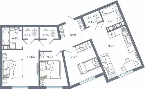 3-к кв. Самарская область, Волжский район, Лопатино с/пос, пос. ... - Фото 2