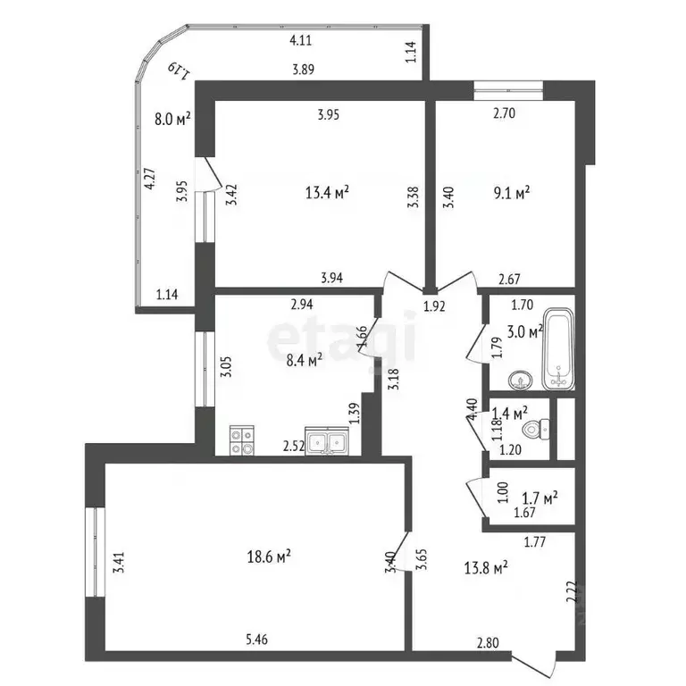 3-к кв. Тамбовская область, Тамбов Мичуринская ул., 197 (69.6 м) - Фото 1