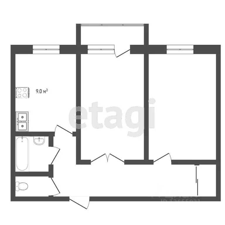 2-к кв. Костромская область, Кострома ул. Евгения Ермакова, 3к2 (71.4 ... - Фото 2