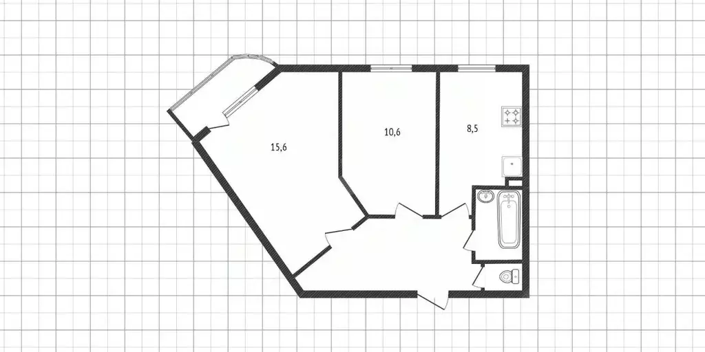 2-к кв. Белгородская область, Белгород ул. Макаренко, 42 (46.7 м) - Фото 2