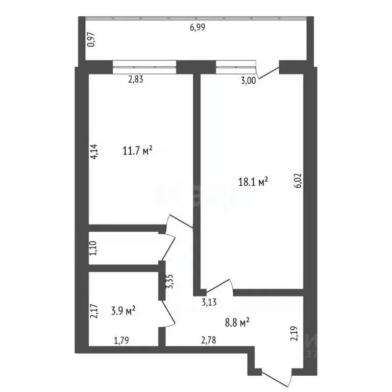 1-к кв. Амурская область, Благовещенск ул. Василенко, 14/2 (46.4 м) - Фото 1