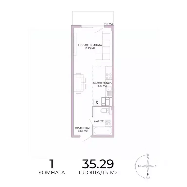 1-к кв. Пензенская область, Пенза Побочинская ул., с18 (35.29 м) - Фото 1