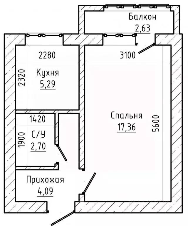 1-к кв. Кабардино-Балкария, Нальчик ул. Крылова (32.0 м) - Фото 2