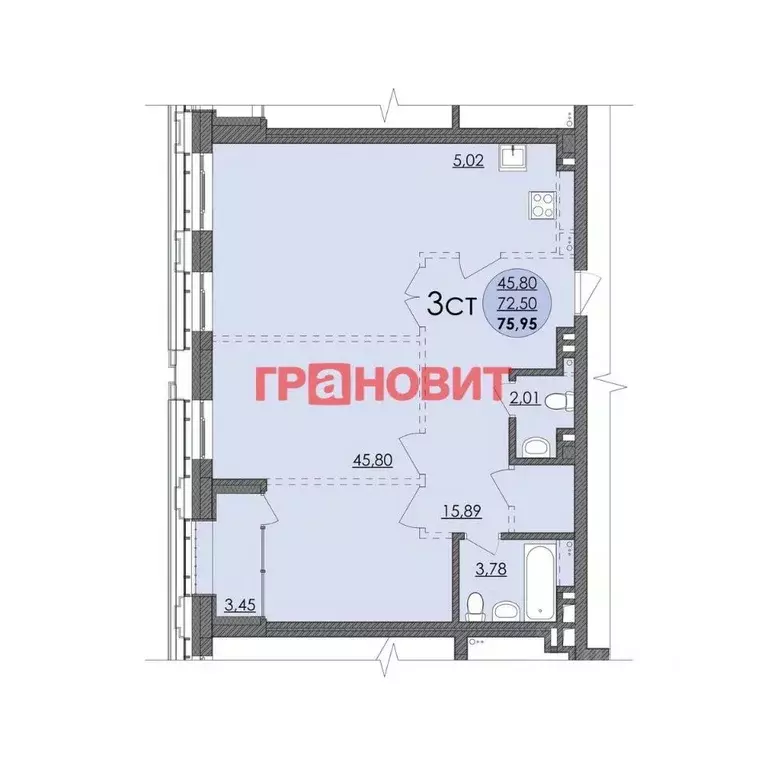 1-к кв. Новосибирская область, Новосибирск ул. Кирова, 50 (75.87 м) - Фото 1