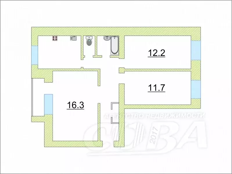 3-комнатная квартира: Тюмень, улица Малыгина, 5 (62 м) - Фото 2