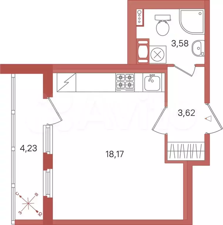 Квартира-студия, 27,5 м, 2/5 эт. - Фото 0