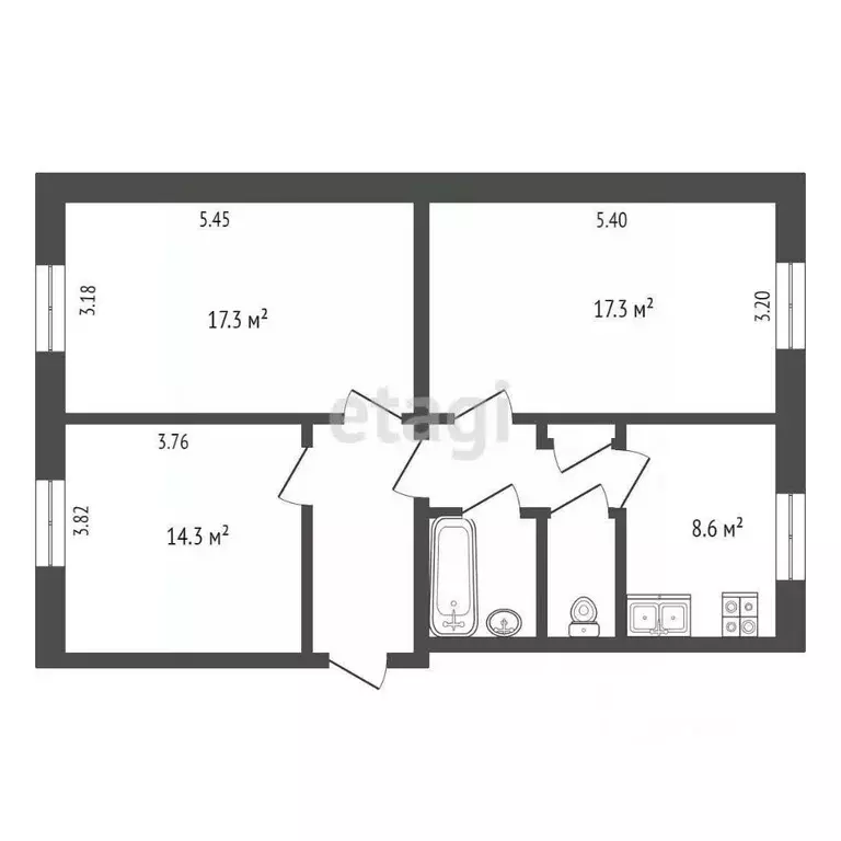 Комната Калужская область, Калуга Строительный пер., 19 (17.3 м) - Фото 2