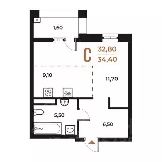 Студия Москва № 82 кв-л, Новое Летово жилой комплекс (34.4 м) - Фото 0