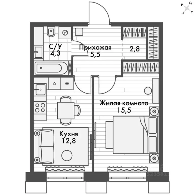 1-к кв. Приморский край, Владивосток Снеговая Падь мкр, ул. Адмирала ... - Фото 2