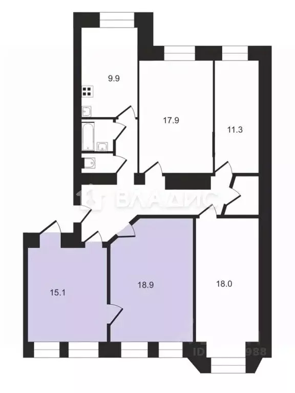 Комната Москва Большой Сергиевский пер., 11 (34.0 м) - Фото 2