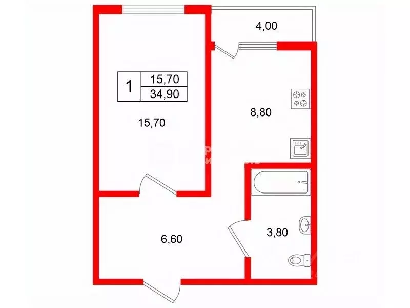 1-к кв. Ленинградская область, Мурино Всеволожский район, Новая ул., ... - Фото 2